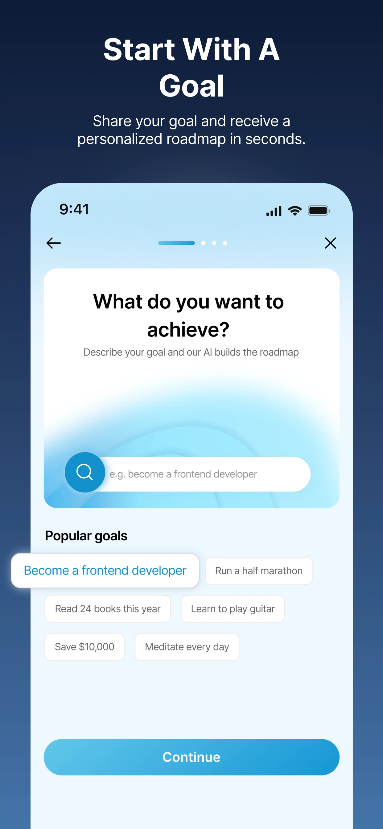 Goal Pilot AI goal tracking dashboard